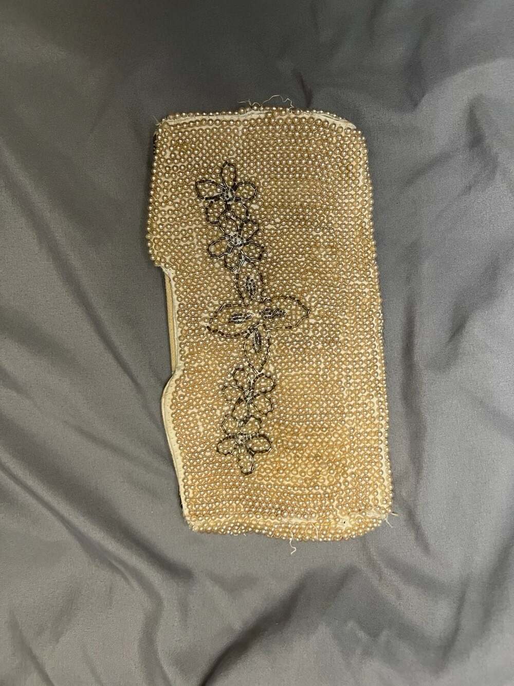 Vintage Faux Pearl and Bugle Bead Evening Clutch Handbag Made in Japan